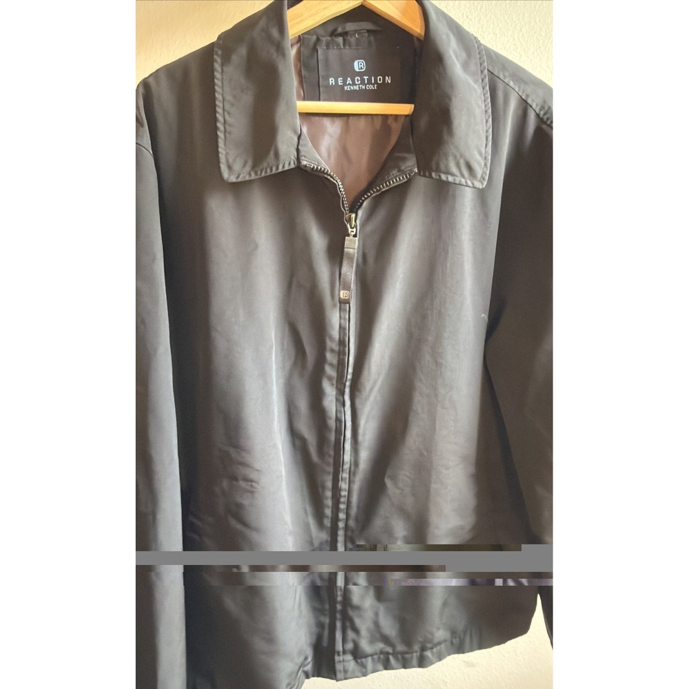 Kenneth Cole Reaction Men's Harrington Bomber Jacket Dark Gray L Lined Light